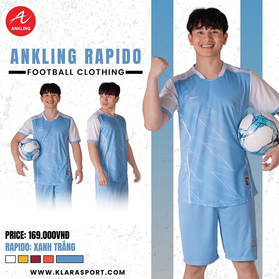 Bộ Quần Áo Bóng Đá ANKLING RAPIDO – Xanh Trắng