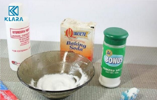 Sử dụng nước rửa bát, baking soda và oxy già