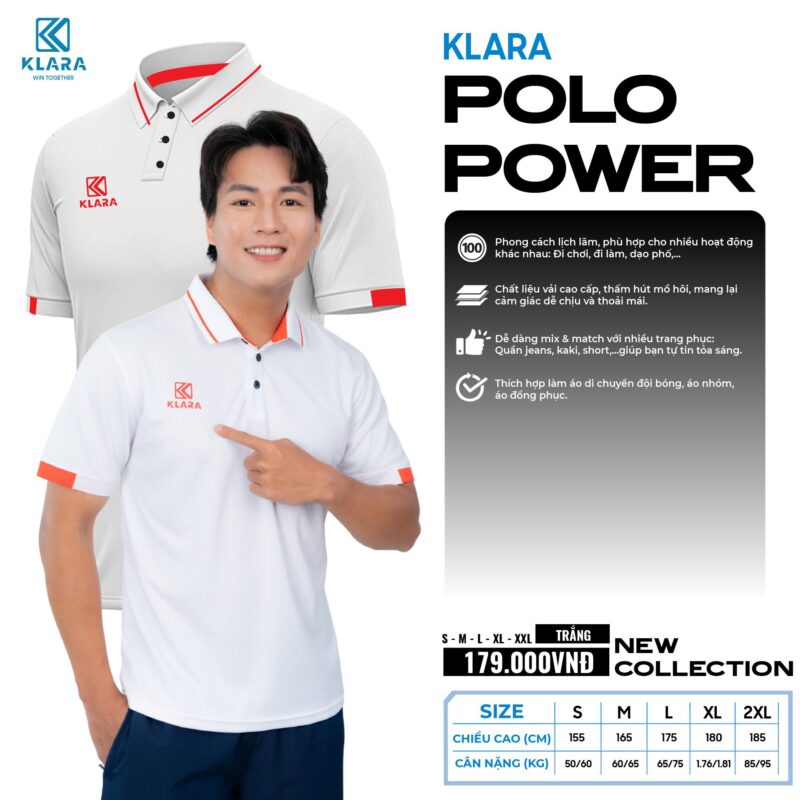 Bộ Quần Áo Bóng Đá POLO POWER – Trắng