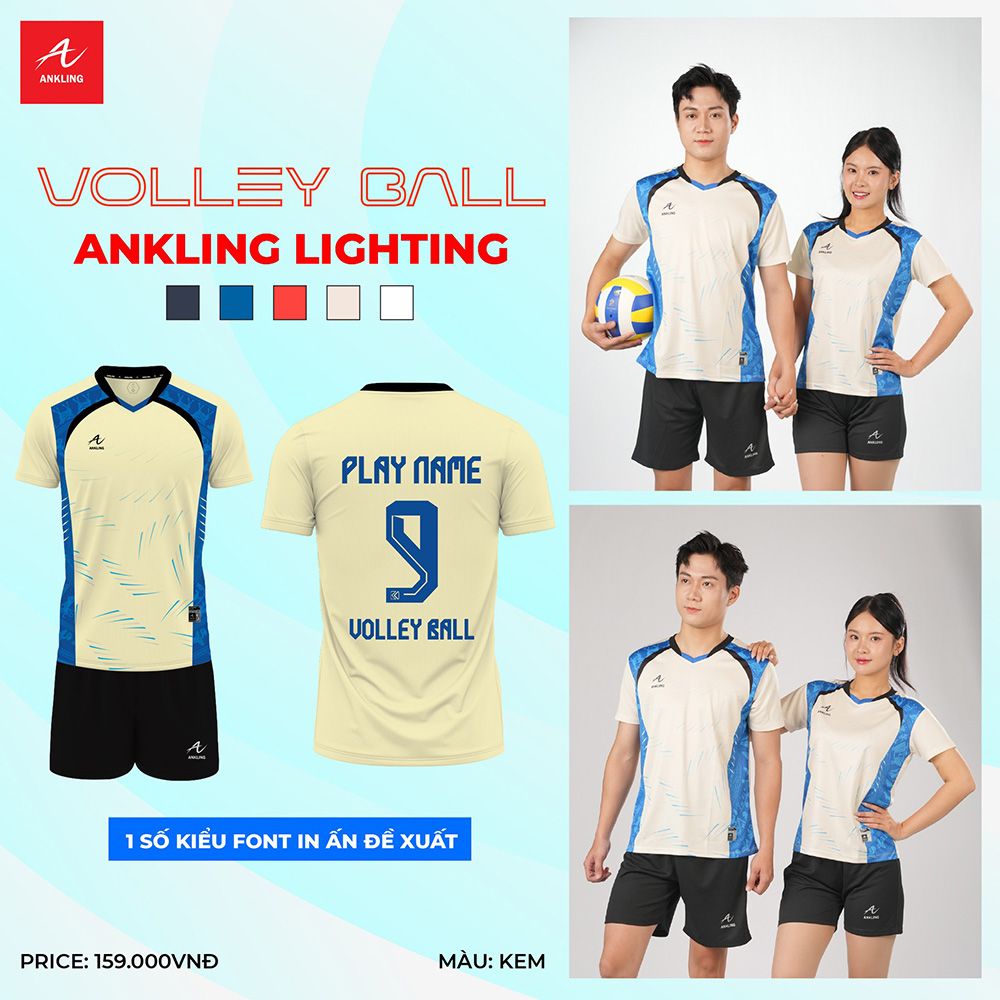 Bộ Quần Áo Bóng Chuyền ANKLING LIGHTNING – Kem