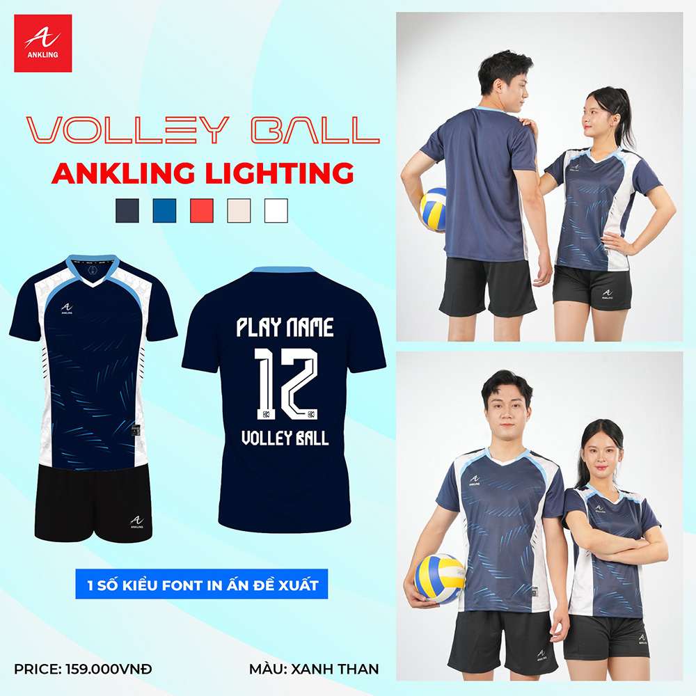 Bộ Quần Áo Bóng Chuyền ANKLING LIGHTNING – Xanh Than