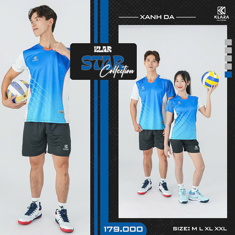 Bộ Quần Áo Bóng Chuyền KLARA STAR - XANH DA